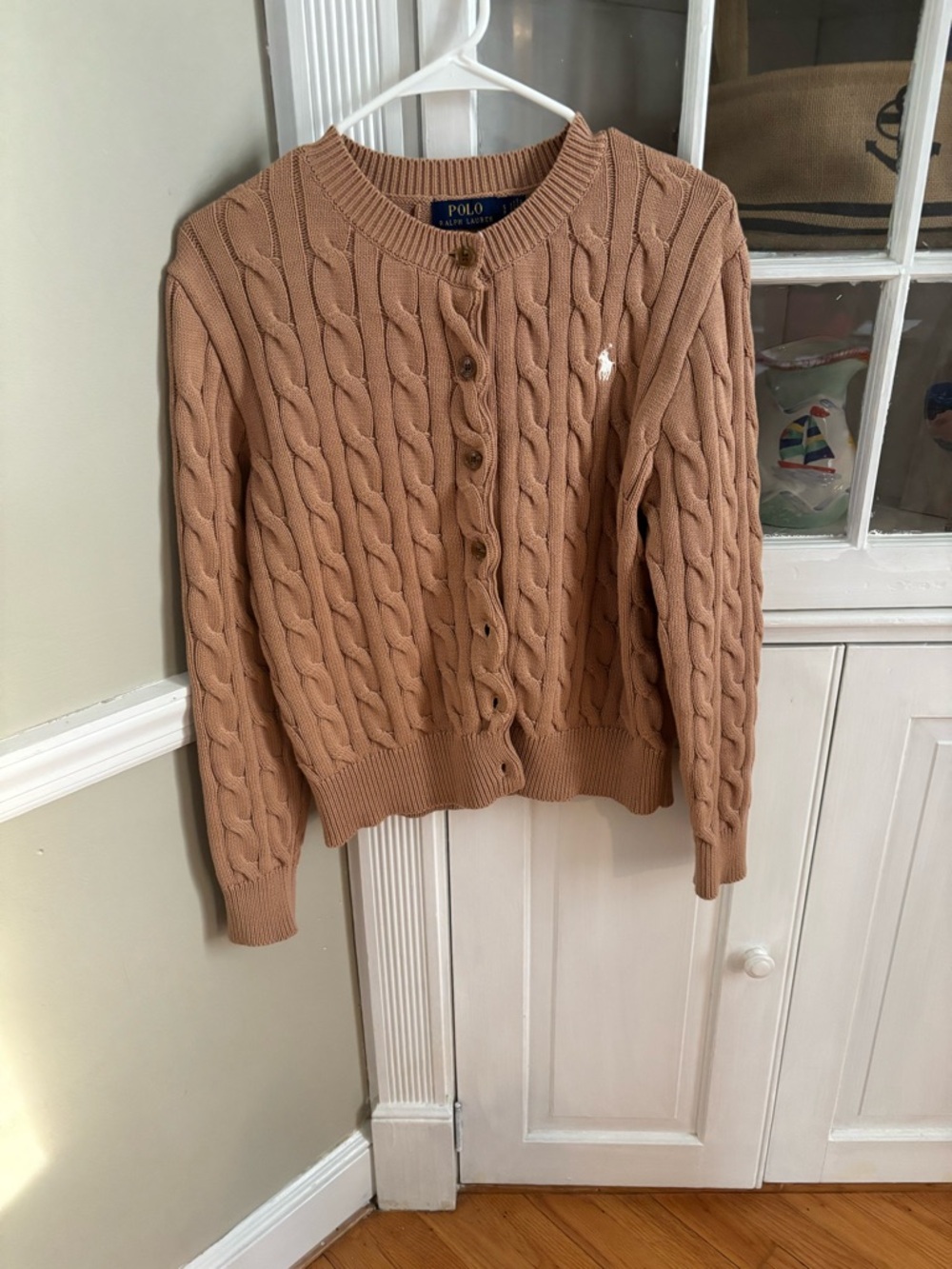 Ralph Lauren Camel/Tan Cable-Knit Button Cardigan